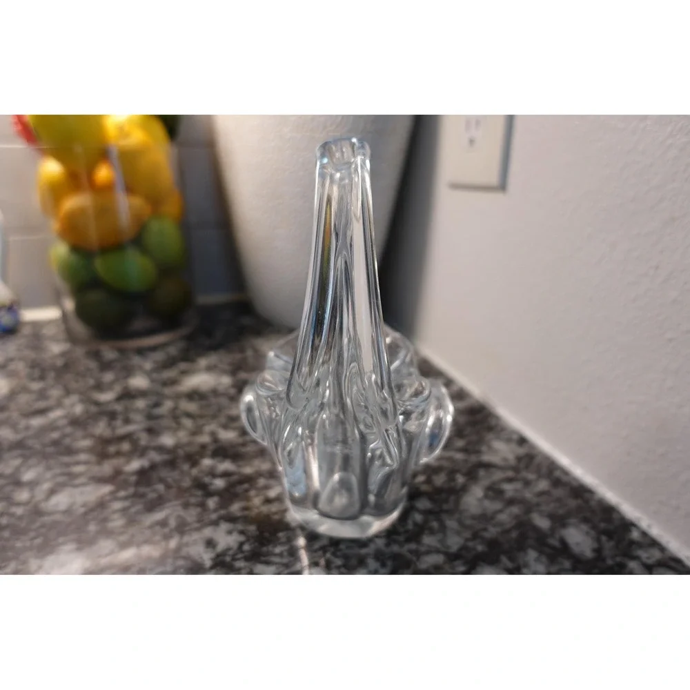 Clear Glass Small Basket With‎ Handle Candy Dish Trinket Holder Centerpiece